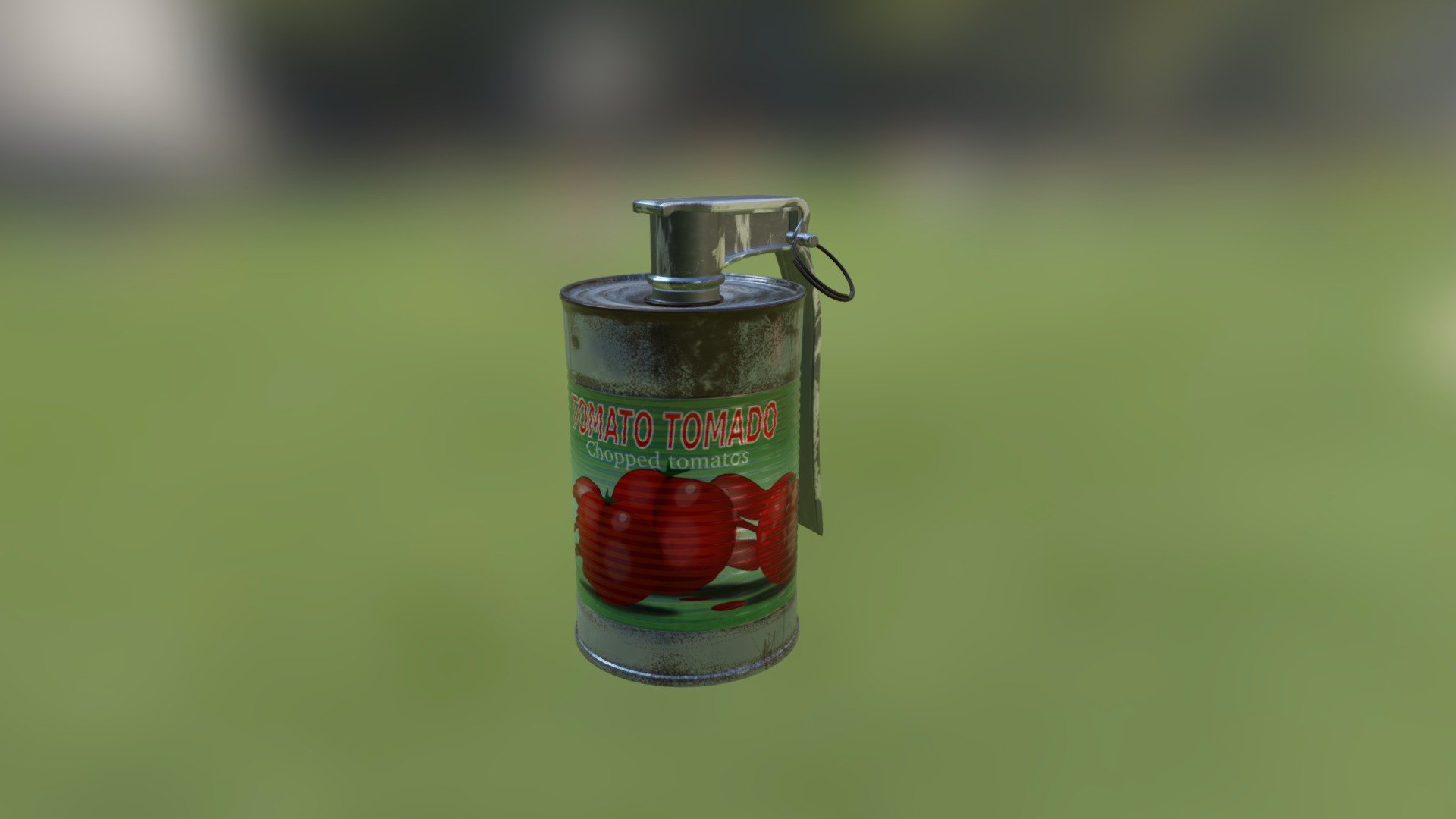 A Tin Can with chopped tomatoes converted to a grenade. It will be messy when this thing blows up 3d model