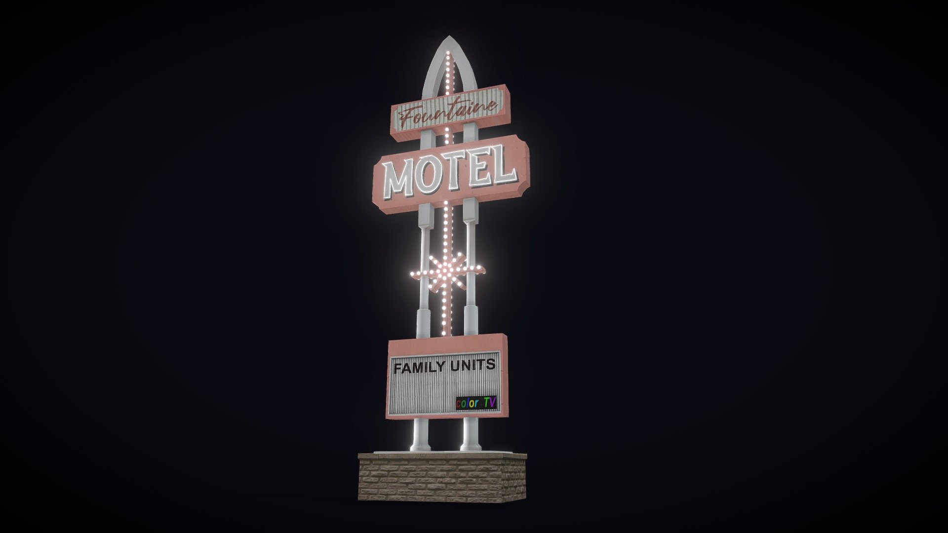 I made some motel signs from real life references &hellip; - Motelsign1 - Buy Royalty Free 3D model by Andras X (@fogainak) 3d model