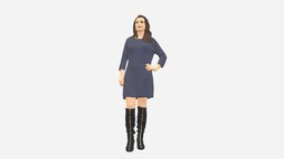 Brown Haired Woman Long Boots 0682 style, people, fashion, long, clothes, boots, miniatures, realistic, woman, character, 3dprint, model