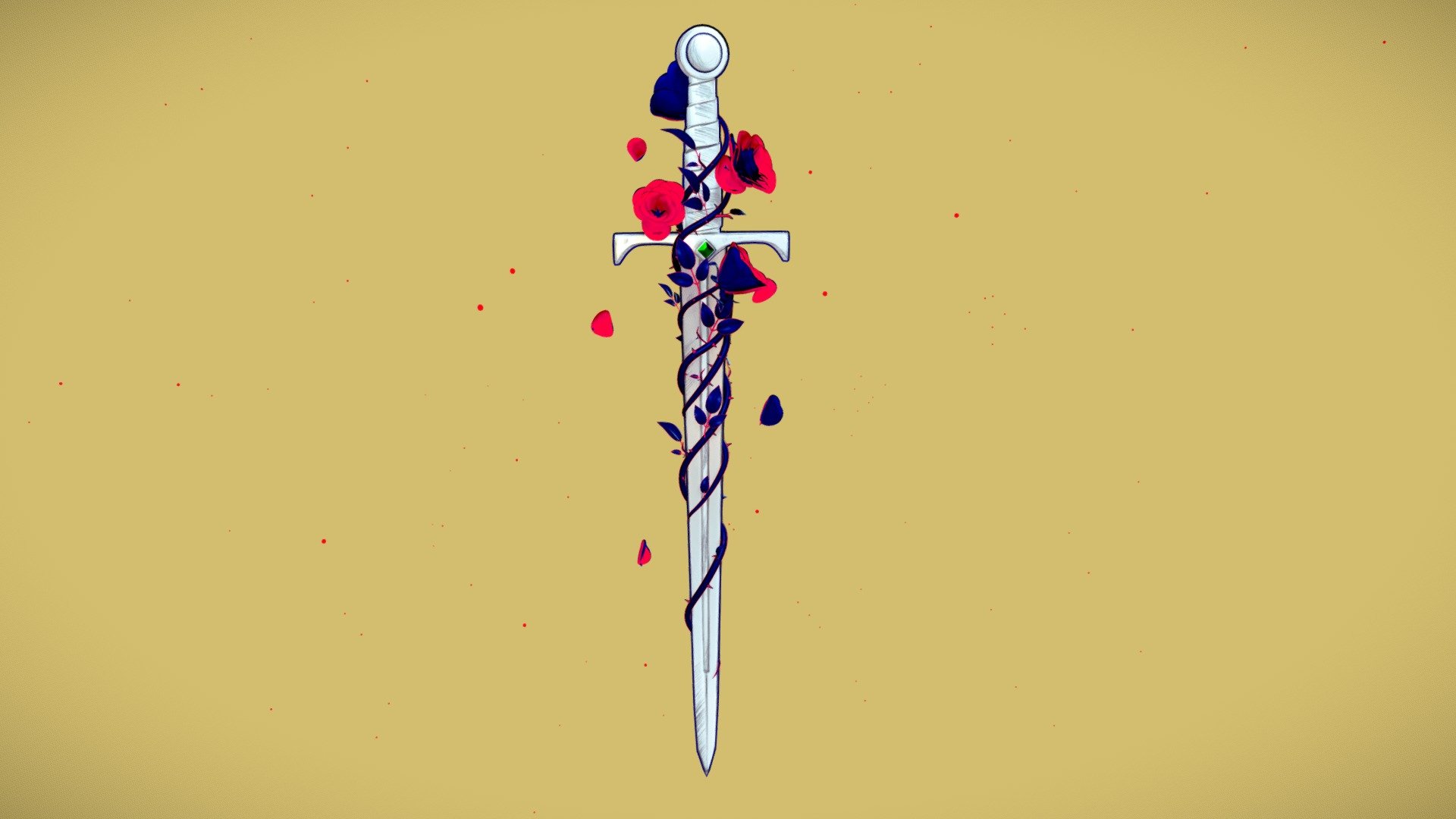 Another small personal project. I wanted to experiment more with the flat 2d stylized materials, mixing them with a texture drawn model (the sword). I think the result came out quite nice, let see where this will take me next :) The idea came from an old tattoo concept I saw once 3d model