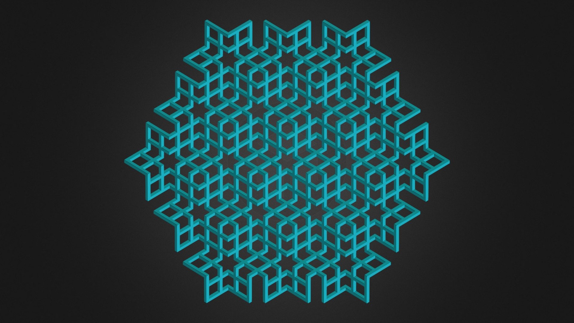 Hexagon based pattern reinterpreted as an isometric view of a cubic 3D structure.  

2D reference picture ▼  

 - dav_097_001 - 3D model by Frédéric Robin (@robinfredericf) 3d model