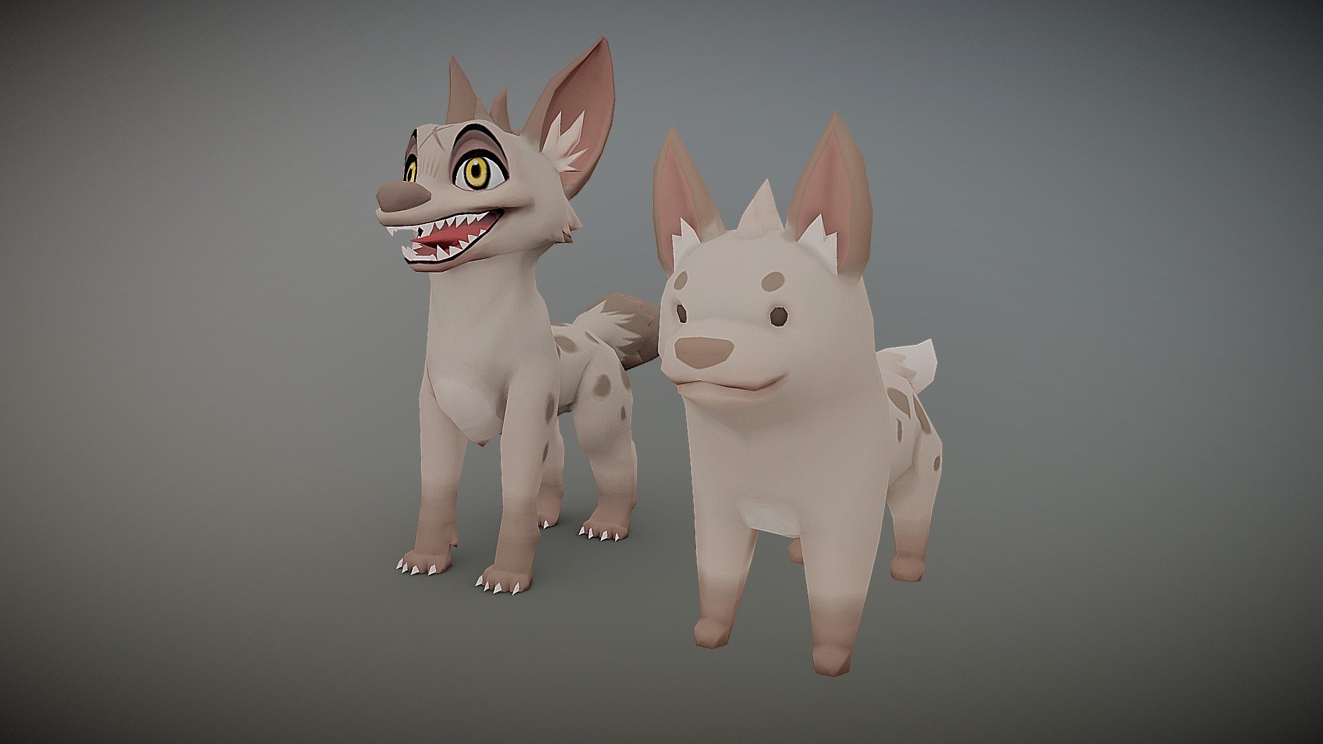 Same hyena but in two different art styles 3d model
