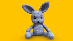 Handmade crotchet rabbit rabbit, bear, bunny, cute, toy, mascot, photorealistic, soft, play, fabric, plush, handcraft, fluffy, stuffed, furry, adorable, teddy-bear, cuddle, photoscan, photogrammetry, pbr, crotchet