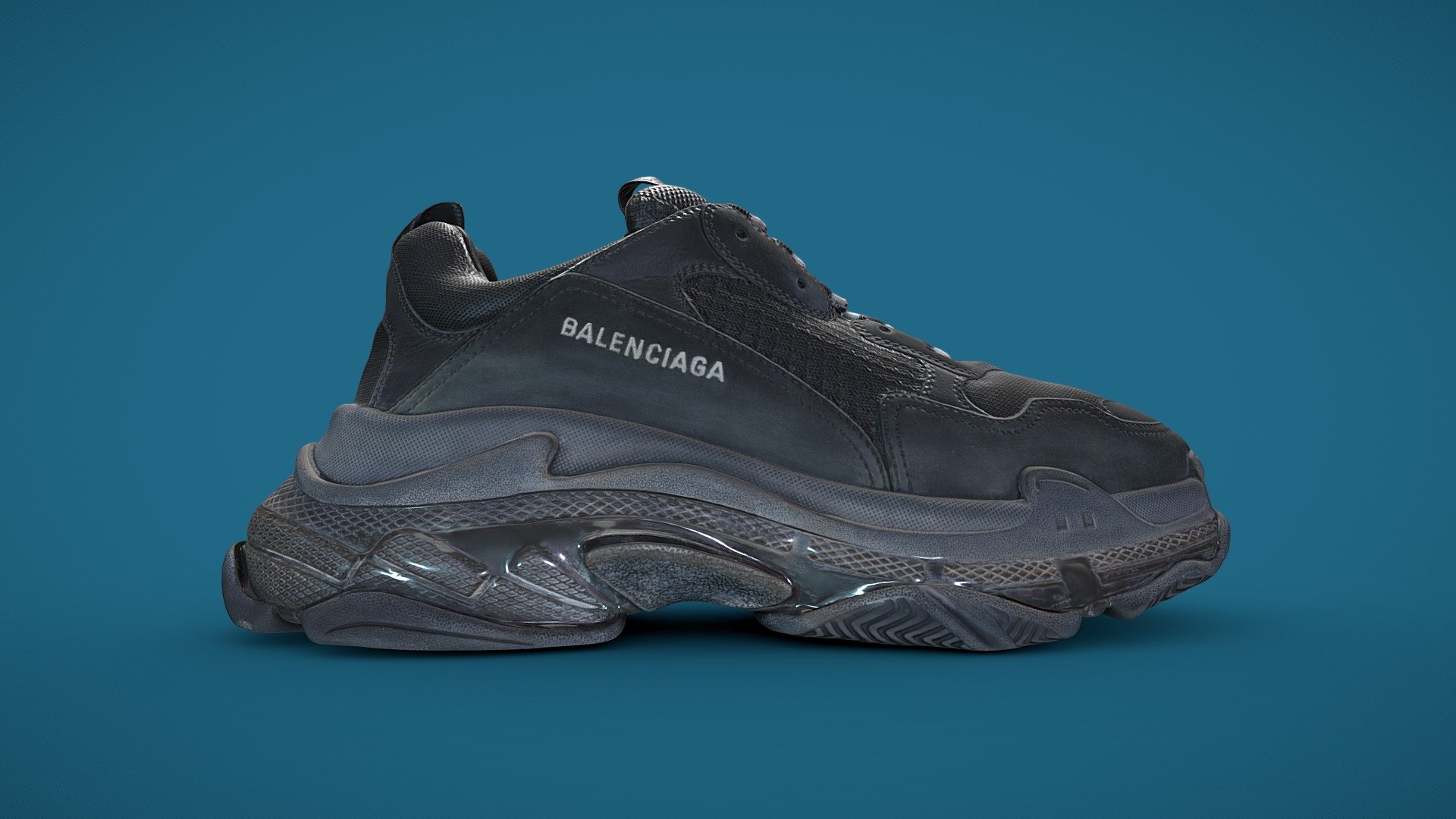 Photogrammetric 3D scan of Balenciaga's sneaker.

Capture done for an art project by Yilmaz Sen.
Unreleased result - https://www.instagram.com/p/B0Vxv03Agu_/ - Balenciaga Triple S Trainers - 3D model by Rigsters 3d model