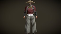 Samurai Character PBR Game Ready armor, warrior, samurai, asian, japonese, character, male