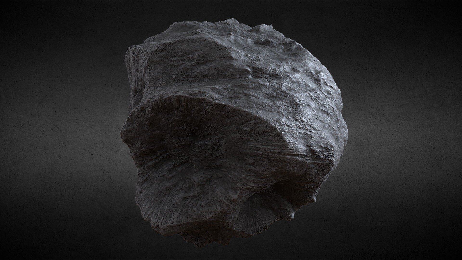 Generic moon-themed asteroid, pockmarked with craters, crevices and gritty roughness.
Displacement turned out fine, but I expected a better result&hellip; lots of room for improvement (on my end, not Sketchfab's)!
Still, a great overall spacerock that definitely provides the right vibes for a sci-fi themed game or a good 3D render for a poster!

Showcase Mesh: MatSphere v1p4x (My custom &ldquo;Low-pinch