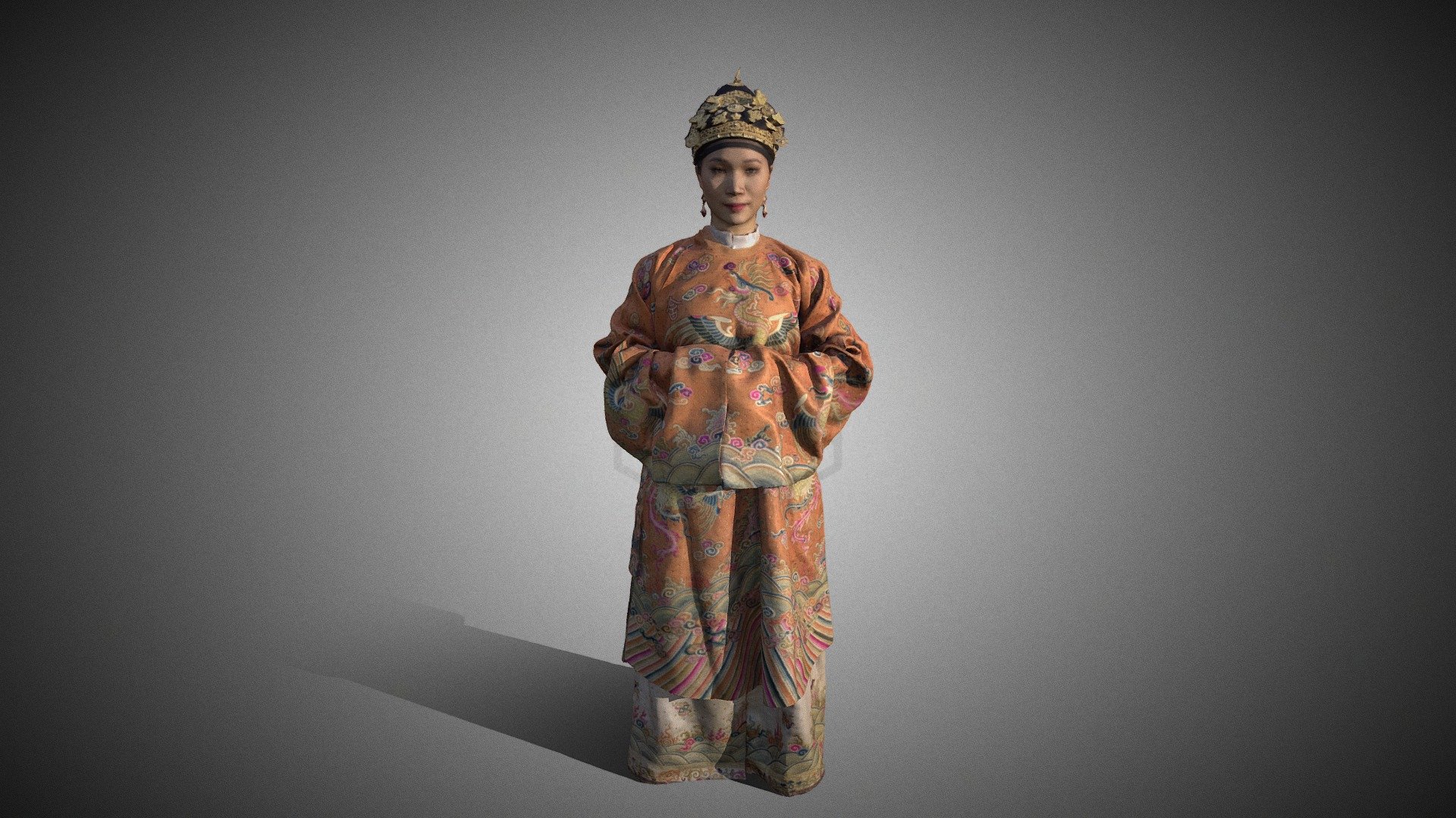 Bộ đại triều phục được bà Đức Từ Cung (mẹ vua Bảo Đại) tặng lại cho Nam Phương Hoàng Hậu mặc trong ngày tấn phong (20/03/1934). Đấu giá tại Pháp năm 2019 3d model