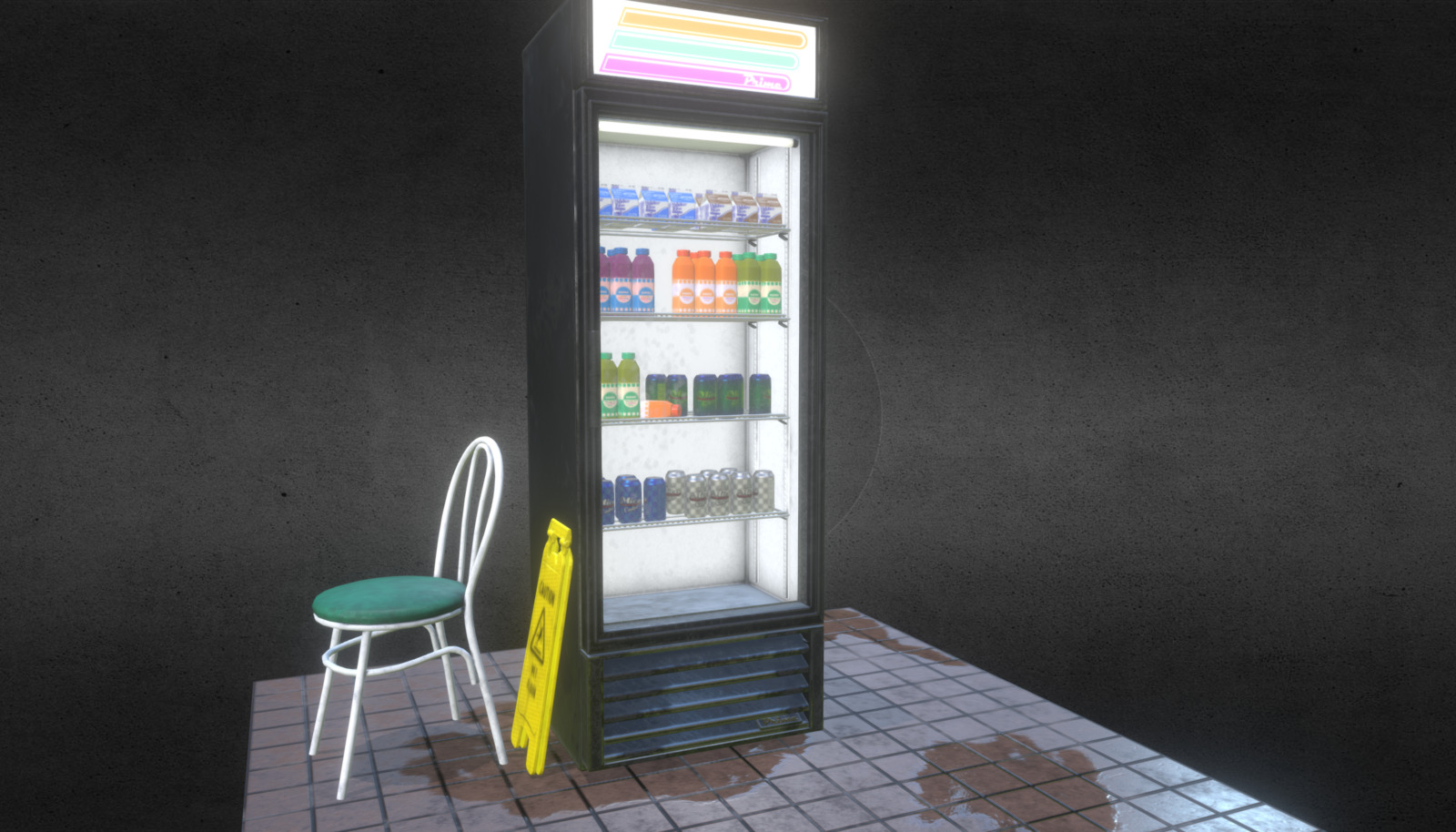 I am currently working on my first full environment for Unreal 4.  This is the first of many assets I will be creating for that scene.  Any thoughts or suggestions are greatly appreciated :) - Beverage Display Case - 3D model by HH3D 3d model