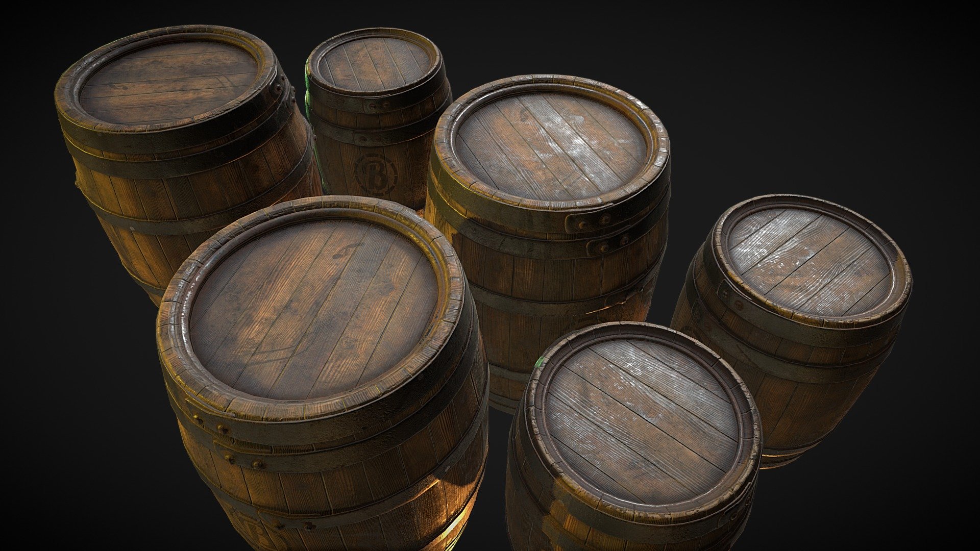 Wood Barrels - Buy Royalty Free 3D model by gamewarming 3d model