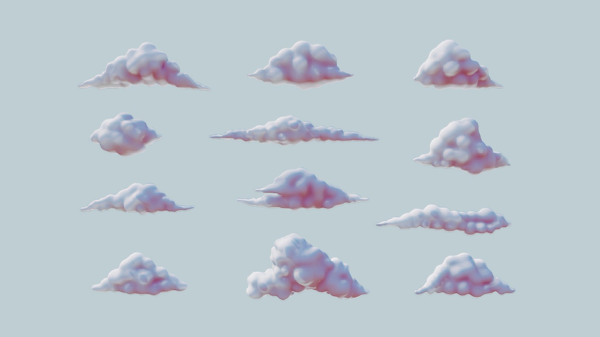 Clouds Pack - 12 in 1




Format: FBX, OBJ, MTL, STL, glb, glTF, Blender v3.5.0

Optimized UVs (Non-Overlapping UVs)

PBR Textures | 2048x2048 - 4096x4096 | (2K,4K Jpeg)

Base Color (Albedo)

Normal Map

AO Map

Metallic Map

Roughness Map

New Products

Piercing Mega Pack - 100 Pieces in 1 

Stylized Tree Pack

Keys Pack - 10 in 1 

Mortar and Pestle Pack - 4 in 1

Bottle Pack - 20 in 1

Potion Pack - 12 in 1

Water Drop Pack - 30 in 1

Paper Bag Pack - 9 in 1

Cardboard Box Pack - 8 in 1

Basket Pack - 9 in 1

Map Pointer Pack - 12 in 1 - Clouds Pack - 12 in 1 - Buy Royalty Free 3D model by Nima (@h3ydari96) 3d model