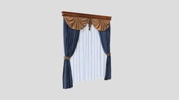 №607 Curtain  3D low poly model for VR-projects cloth, textile, fashion, deco, vr, virtualreality, fabric, unrealengine, unity