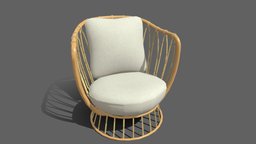 Chair_Gubi-Grace(White-Fur_Fabric) cushion, wooden, assets, garden, prop, bamboo, fur, low-poly-model, props-assets, furnituredesign, outdoor-furniture, prop_modeling, chair