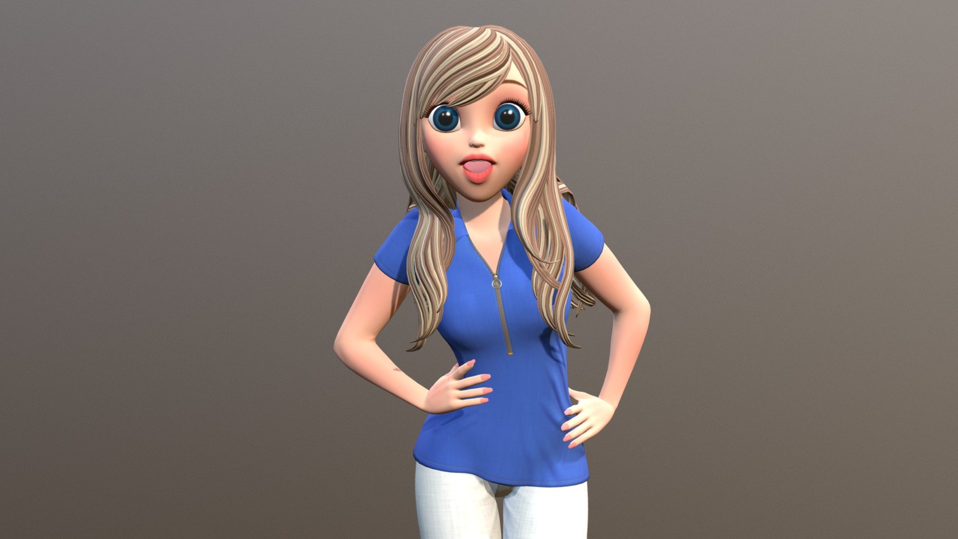 Cartoon Girl_pose1 - 3D model by lazaga777 3d model