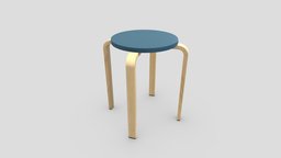 round stool wooden chair unrealengine, maya, blender