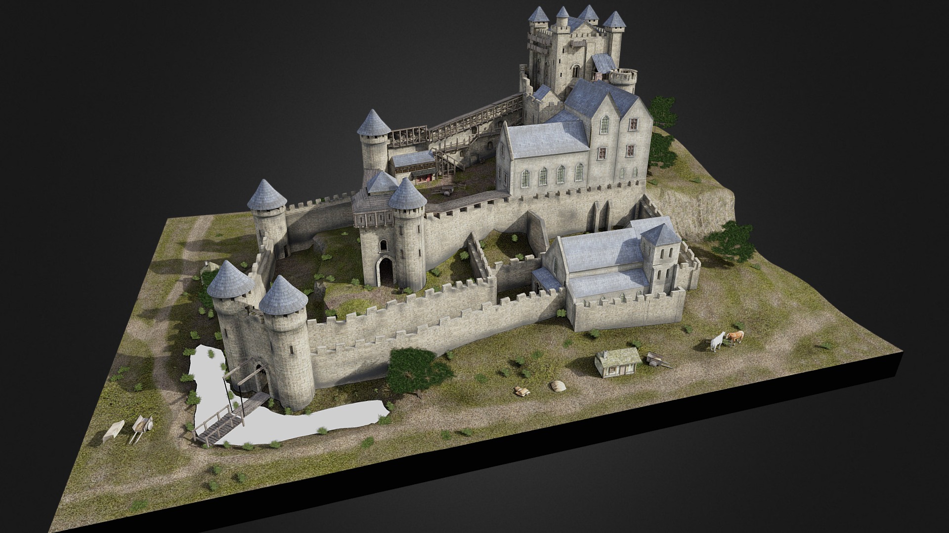 Reconstitution du château de Montrichard (Loir-et-Cher) à la fin du XVème siècle - Château de Montrichard, France - 3D model by C.daire (@chemins.phil.et.lou) 3d model