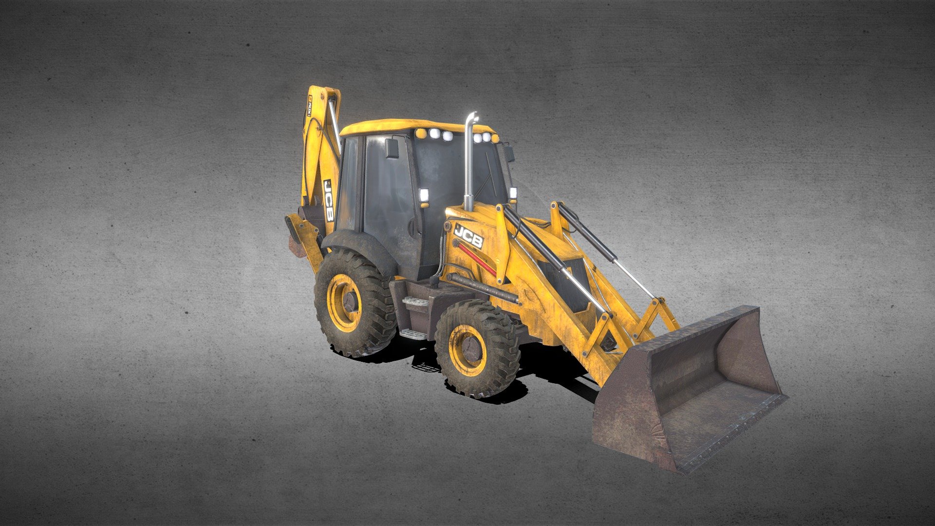 Final Project for my Intro to 3D Modeling class. Constructive feedback is welcome! - JCB Backhoe Loader 3CX Tractor - Download Free 3D model by Kyle Burton (@chimeracreations) 3d model