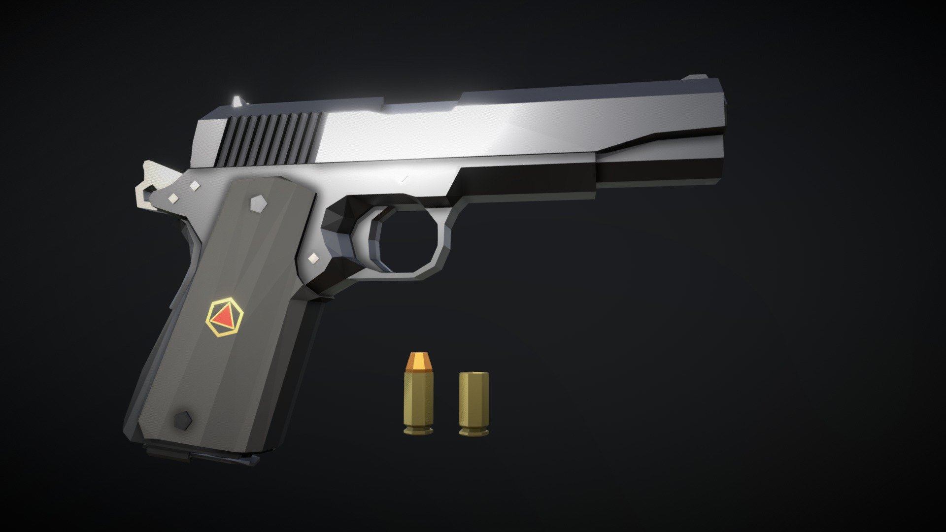 Low-Poly model of a Colt Delta elite, a 1911 variant chambered in .40 S&amp;W, a cartridge that is smaller, yet more powerful than .45 ACP. the magazine holds 9 rounds of ammunition, the rest of the pistol is identical to a normal 1911, except for the more ergonomic grip and the smoother, higher quality finish 3d model