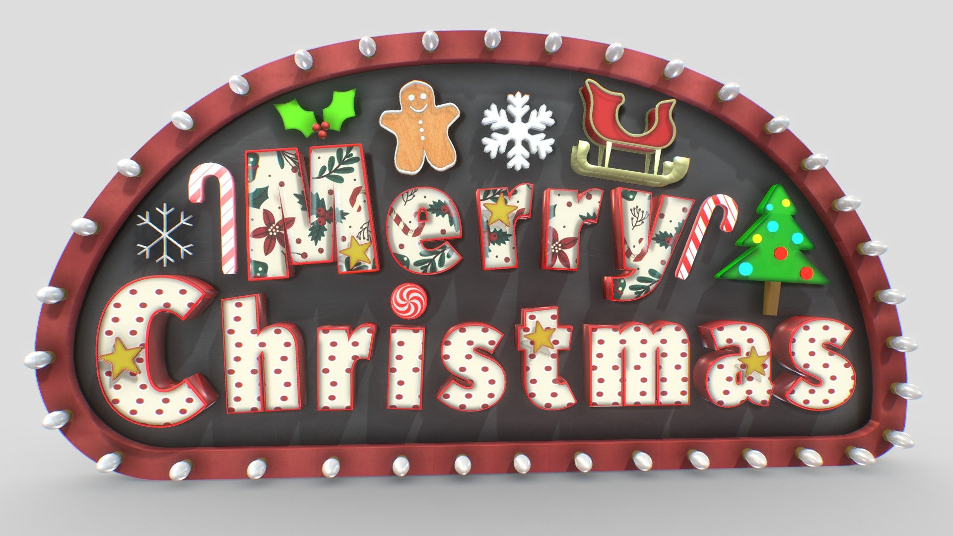 Merry Christmas Sign - Merry Christmas Sign - Buy Royalty Free 3D model by Plus Design (@arnaoutoglouanastasios) 3d model