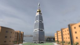 Al Faisaliyah Tower Skyscraper Low Poly office, tower, luxury, west, skyscraper, al, arab, saudi, arabia, faisaliyah