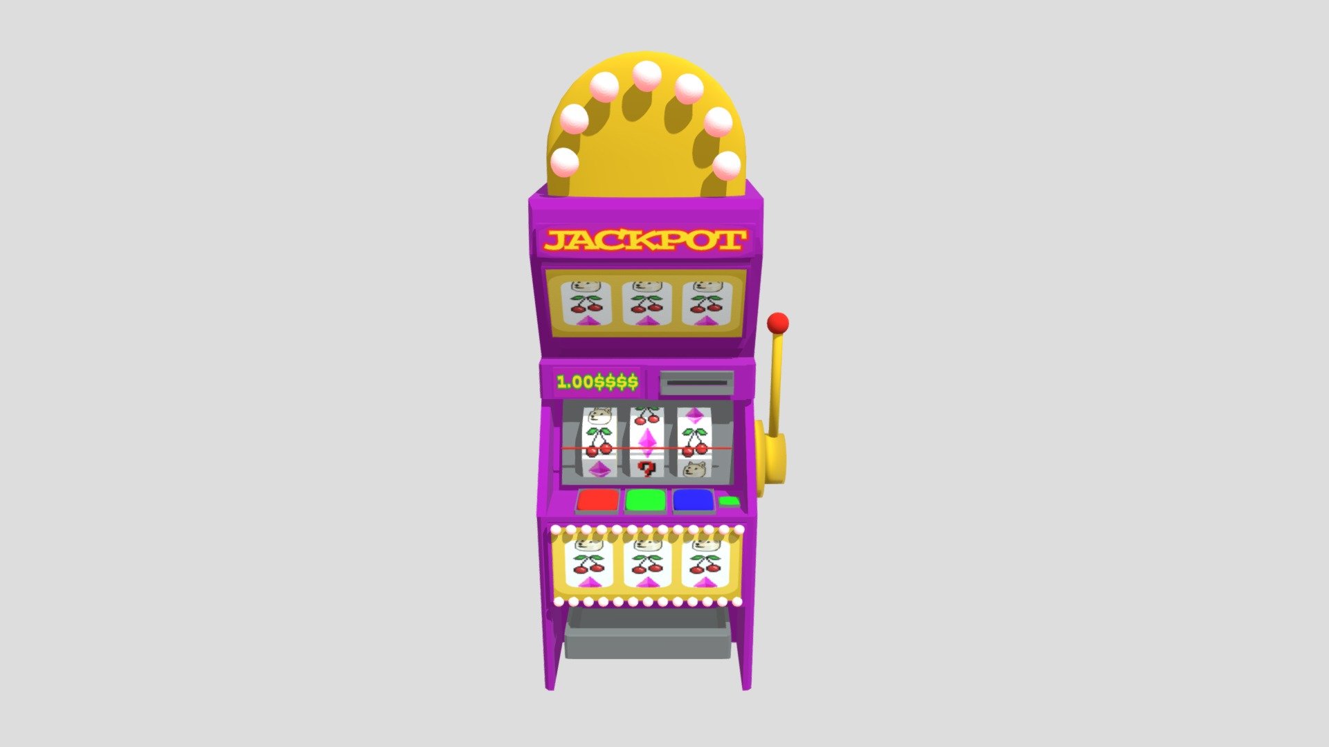 Las Vegas style slot machine featuring meme themed animated slots 3d model
