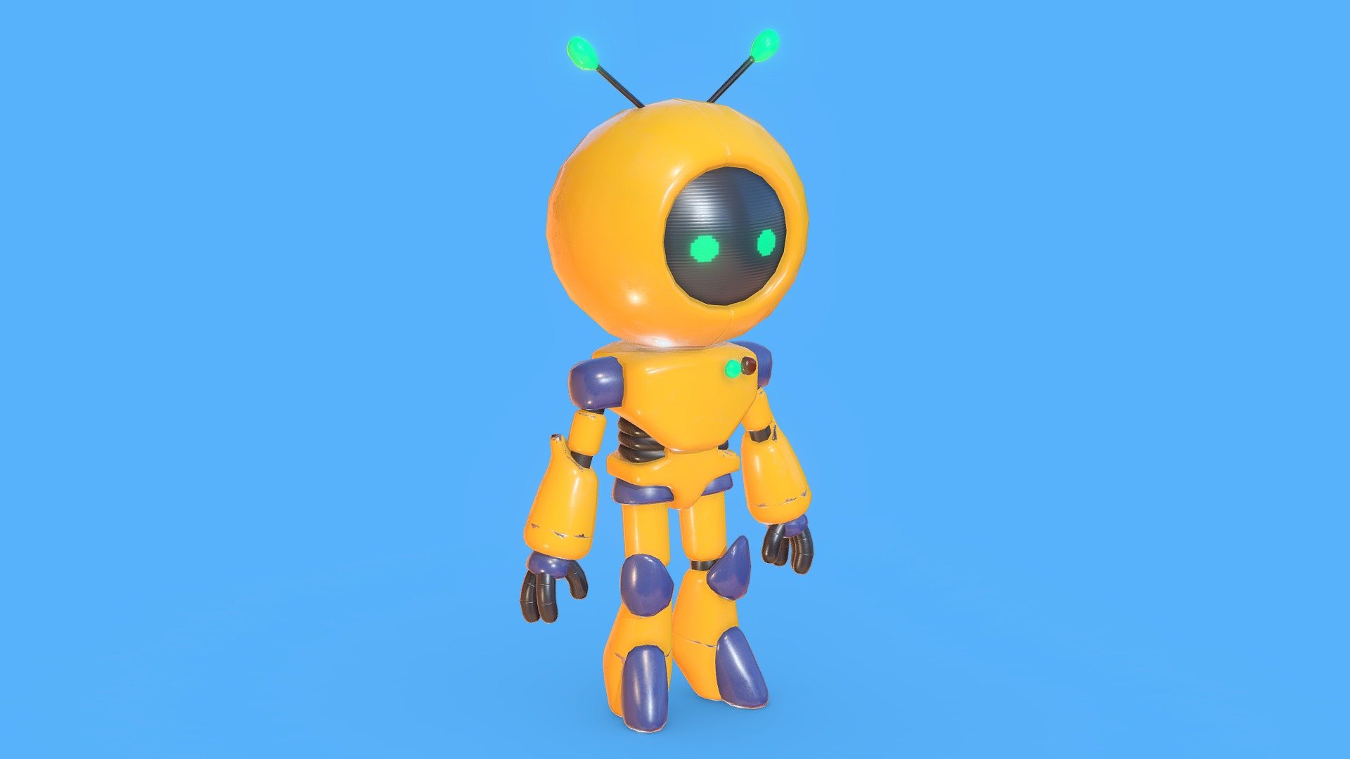 I got to texture a little robot friend with the help from some human friends!

Concept art from Alex Brown

3D Model &amp; UVing from Megan McCurdy - Friendly Robot - 3D model by maddhattpatt (@maddhatt) 3d model