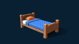 Stylized Fantasy Lowpoly Bed wooden, bed, sleeping, pillow, furniture, game-ready, game-asset, fantsy, substancepainter, blender, lowpoly, gameasset, stylized, gameready