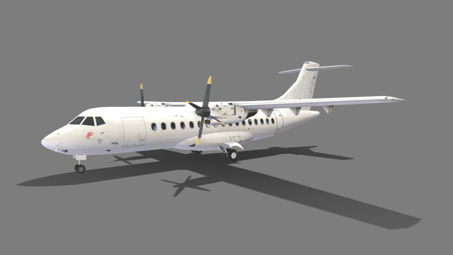During the 1980s, French aerospace company Aérospatiale and Italian aviation conglomerate Aeritalia merged their work on a new generation of regional aircraft. A new jointly owned company, ATR, was established to develop, manufacture, and market their first airliner, which was later designated as the ATR 42. 

ThIs model comes with a blank layered texture, providing a clean slate for customization. This allows you to apply your own color schemes, or decals.

this is a static, non rigged, non animated, Lowpoly mesh, 2048 psd template layered texture, for MSFS or XPlane Scenery Airport development , standard materials, enough detailed just to be seen as part of an scene without consuming GPU resources. open doors and closed doors model included

thanks for looking! dont forget to check my other models - ATR 42  static Low poly Blank - Buy Royalty Free 3D model by Hangarcerouno 3d model