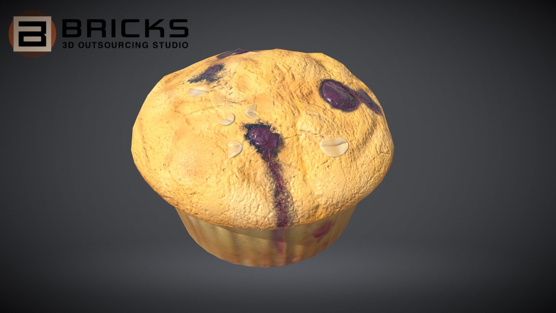 PBR Food Asset:
BlueberryMuffin
Polycount: 1200
Vertex count: 699
Texture Size: 2048px x 2048px
Normal: OpenGL

If you need any adjust in file please contact us: team@bricks3dstudio.com

Hire us: tringuyen@bricks3dstudio.com
Here is us: https://www.bricks3dstudio.com/
        https://www.artstation.com/bricksstudio
        https://www.facebook.com/Bricks3dstudio/
        https://www.linkedin.com/in/bricks-studio-b10462252/ - Blueberry Muffin - Buy Royalty Free 3D model by Bricks Studio (@bricks3dstudio) 3d model