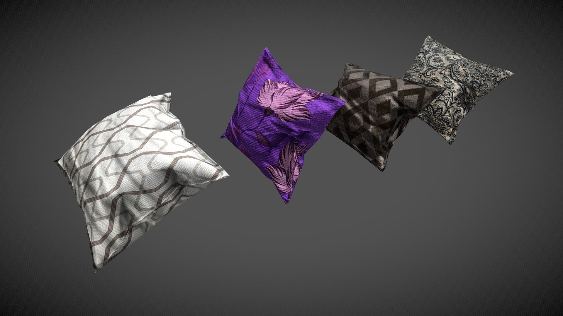 4 Pillow:
This pillows have been modelled in Autodesk 3DS Max.
The pillows textures have been made in Photoshop and Substance Painter.

This models are game or VR ready - Pillows - 3D model by nicola.introini (@NIN23) 3d model