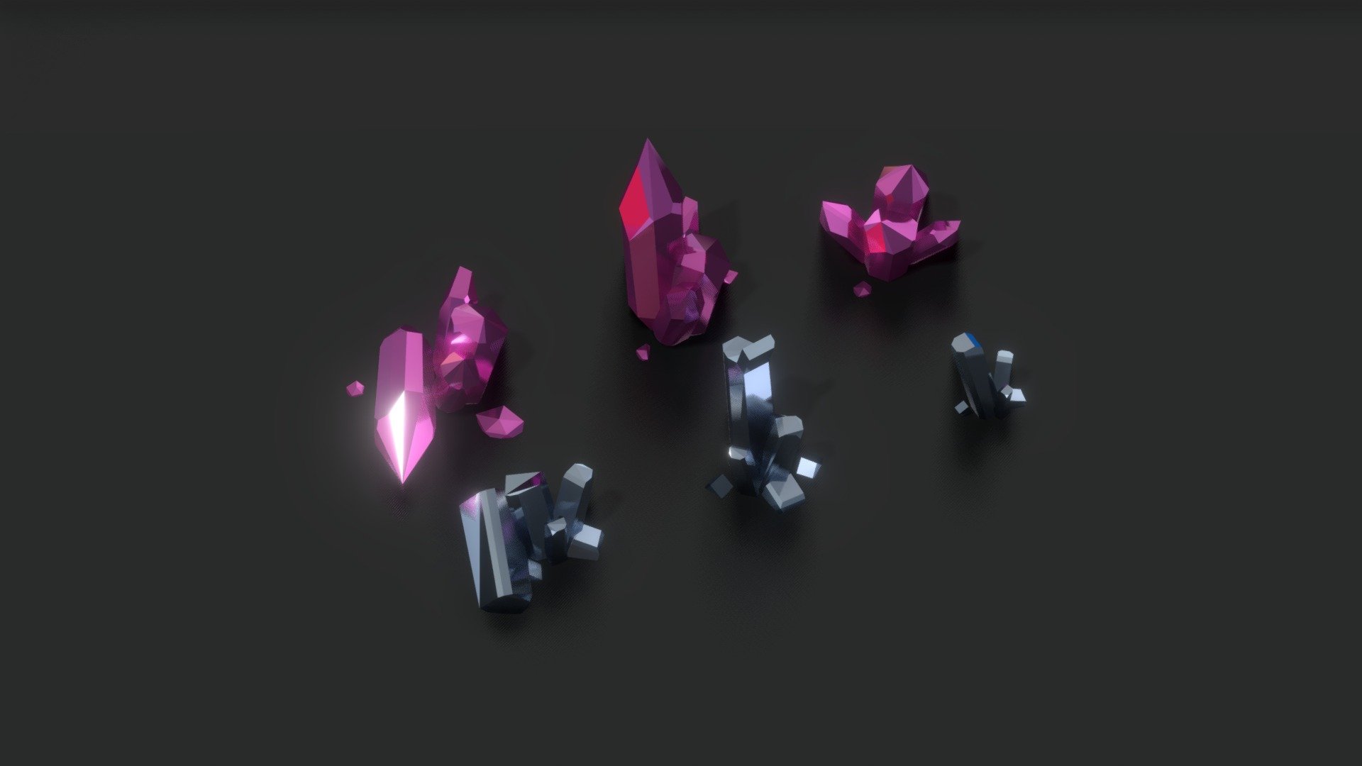 lowpoly crystals. no uv's no textures 3d model