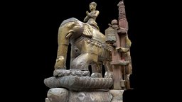 Golden elephant w/3 LOD lod, asia, india, statue, realism, kathmandu, nepal, cultural-heritage, realitycapture, photogrammetry, pbr, scan, 3dscan, sculpture