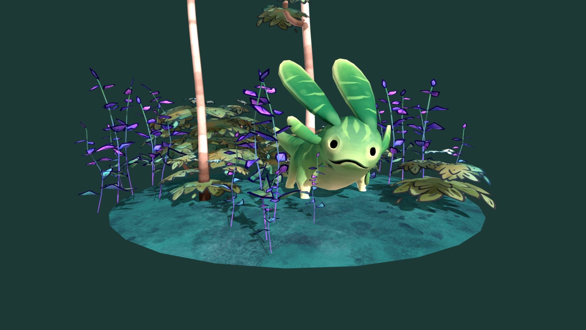 The Green Jasper in a critter from the Ancestral Forest in Nanotale. 

These inquisitive little creatures follow you around, no matter where you go. Not even distressed by the attacks of the blue predators on these lands. Though no one ever saw one attack a Green Jasper particularly.

Find more about Nanotale on Steam 3d model