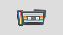 retro futurism Cassette cassette, pixel-art, blockbench, low-poly