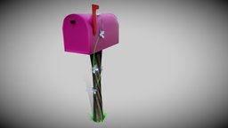 Mailbox flowers, mailbox, postbox, gamereadyasset, low-poly, game, decoration