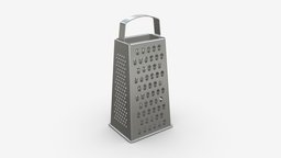 Kitchen grater 01 cuisine, cook, sharp, equipment, handle, accessory, metal, tool, kitchen, stainless, cooking, kitchenware, utensil, grate, grater, 3d, pbr, blade