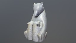 Mother Bear and Cubs bear, mother, statue, babies, granite, mamal, mothersday, cubs, sculpture-photogrammetry, sculpture