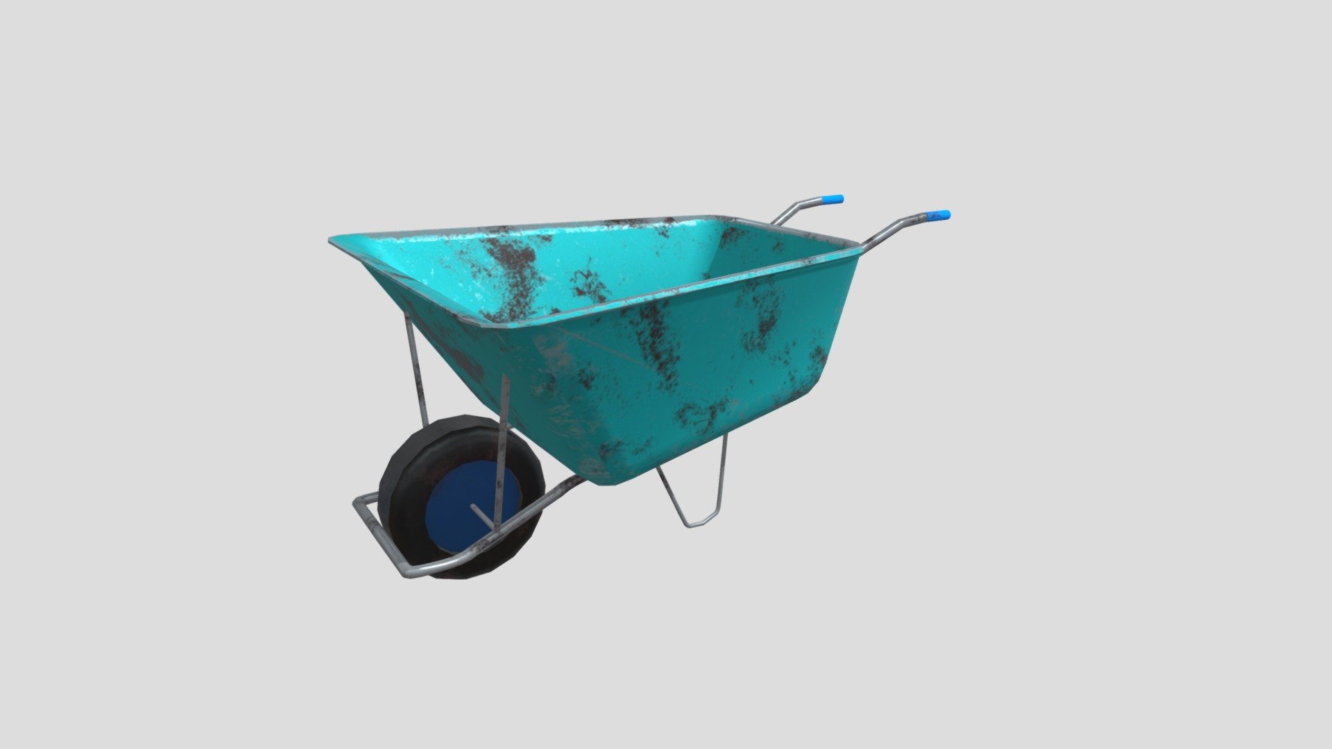 Lowpoly model of a wheelbarrow ready to use for a videogame 3d model