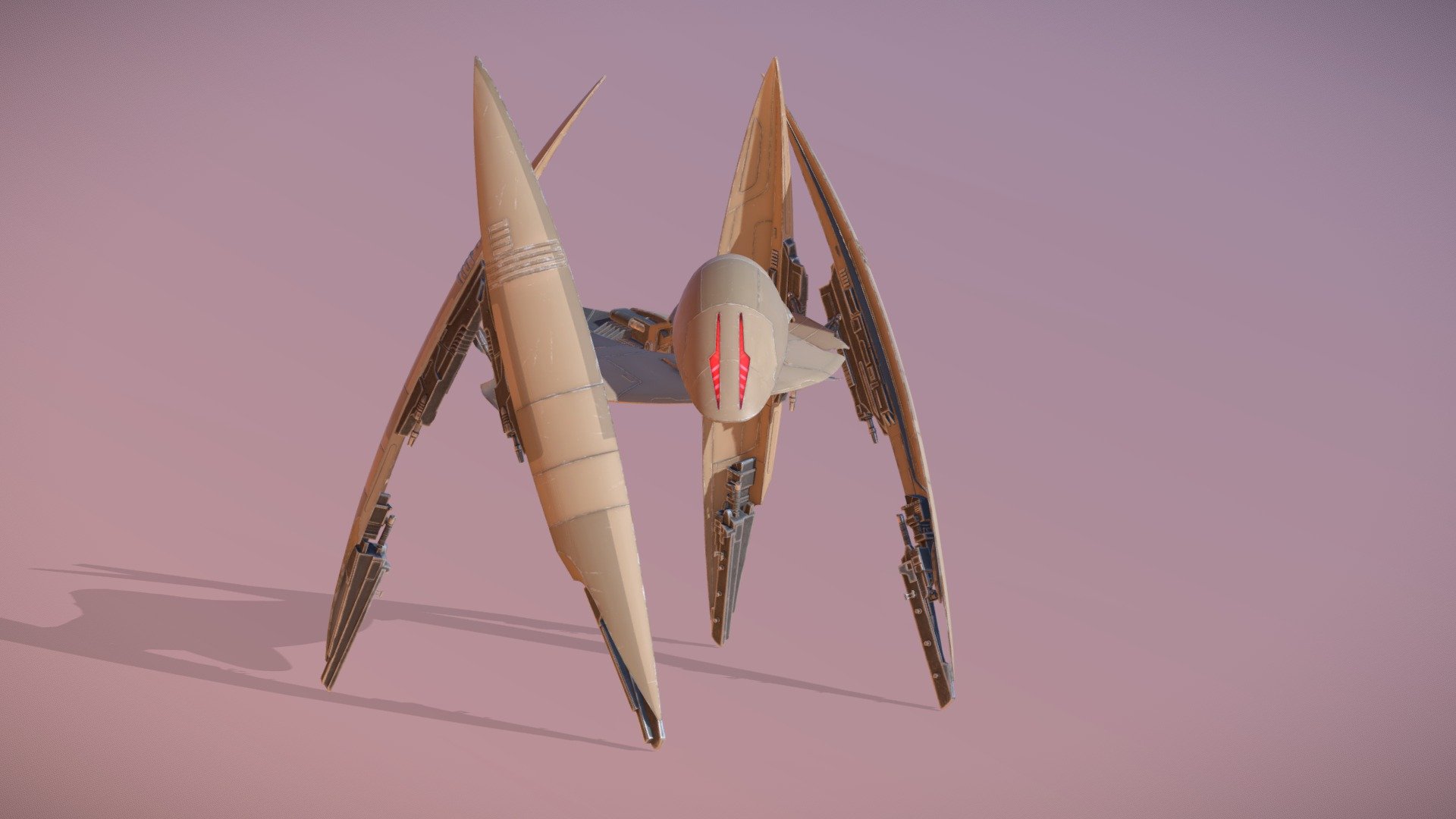 Vulture droid with the design from The Phantom Menace but with some details from Revenge of the Sith.

Modelled in Blender 3.4.1
PBR Textures made in Substance Painter 8.3.0

Horrifying topology as usual, but in my defense Sketchfab messed up with importing the FBX file and I'm too lazy to fix it lol

It is rigged here, but I have genuinely have no clue how to correctly put it into sketchfab, I tried to figure it out, but I gave up after I noticed my brain leaking out of my eyes… I did post an animation on my Artstation account if you want to see it 3d model