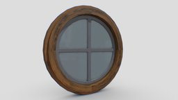 Circle Wooden Window 50x6x50 wooden, circle, palace, vintage, medieval, property, antique, window, old, game-ready, game-asset, props-game, architecture, house, home, wood, decoration, building