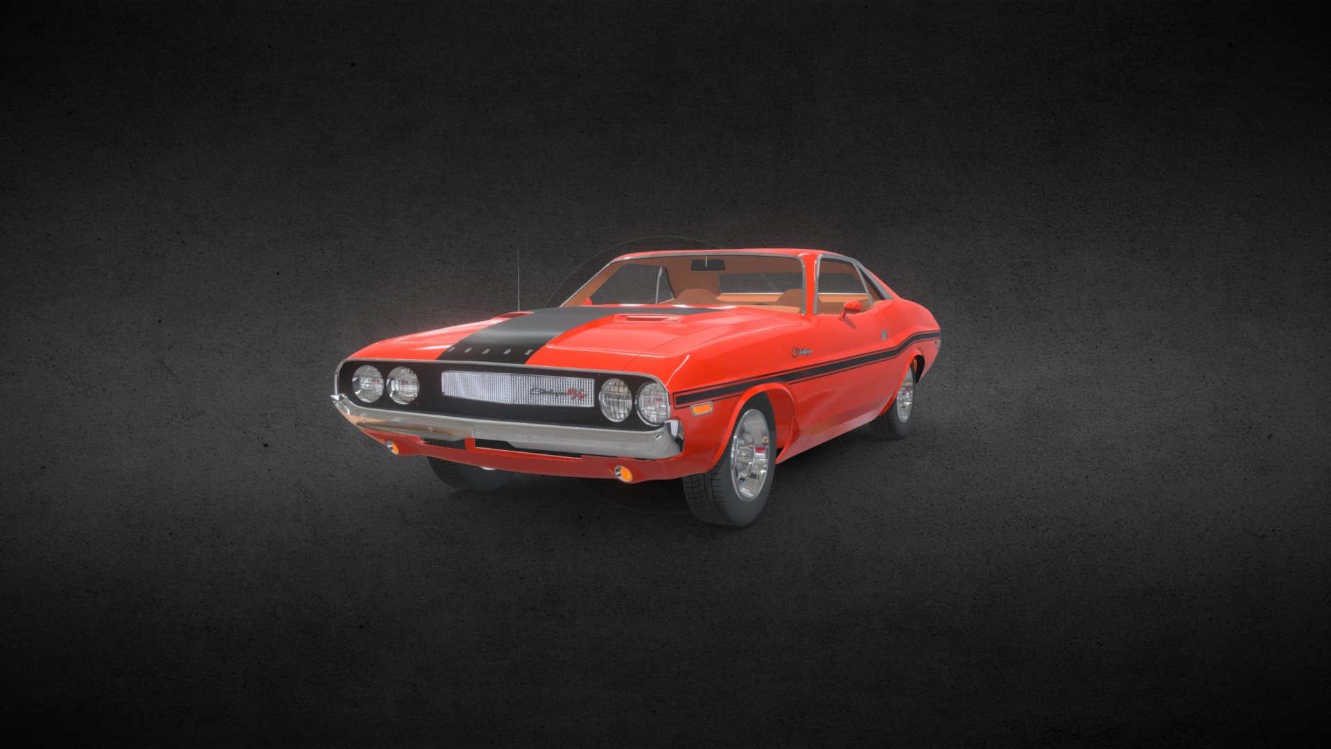 A 3D model of Dodge Challenger R/T from 1970. Too bad, emblems crashed after upload :/

Created in Blender 2.83. Some textures created in Inkscape.

Interior and chassis are simplified.

I hope you'd like it :) - Dodge Challenger RT (1970) - 3D model by KrStolorz (Krzysztof Stolorz) (@KrStolorz) 3d model
