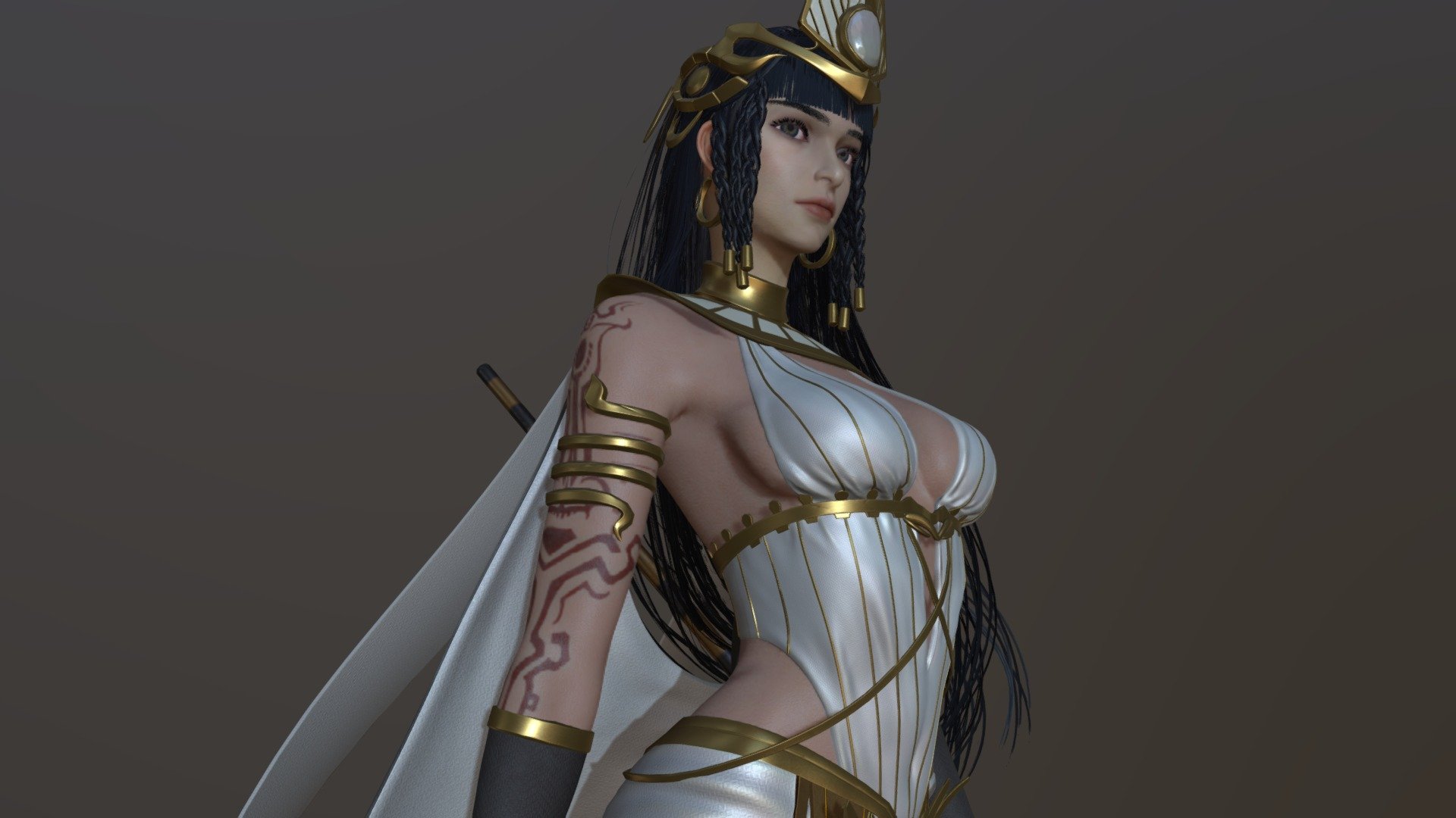 Project inspired by grogeous art from Yu Lin. Original work at https://www.artstation.com/artwork/3oxywJ
This was as an online school project I did with YCG last year, instructed by Haocen, Li. I picked it up this year to redo the hair entirely.

 - Egyptian Priest - 3D model by luycasting 3d model