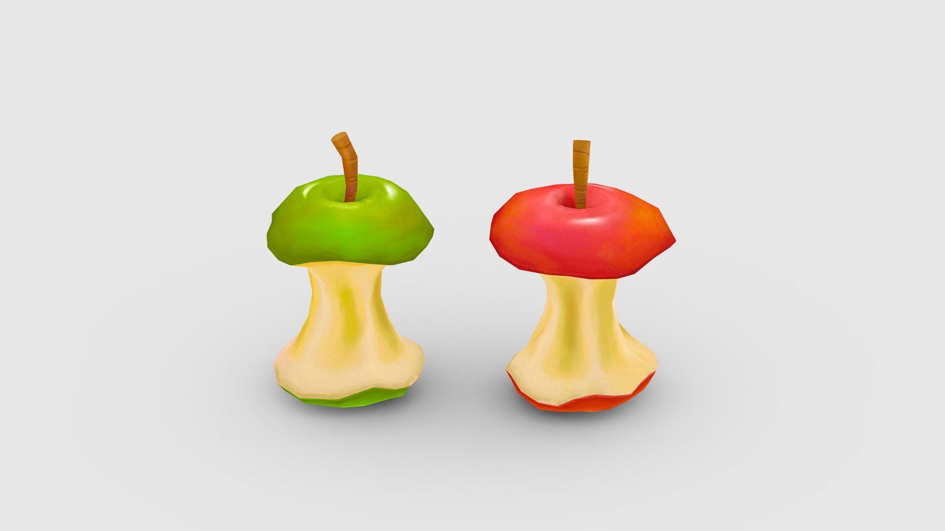 Cartoon green apple core - red apple core Low-poly 3D model - Cartoon green apple core - red apple core - Buy Royalty Free 3D model by ler_cartoon (@lerrrrr) 3d model