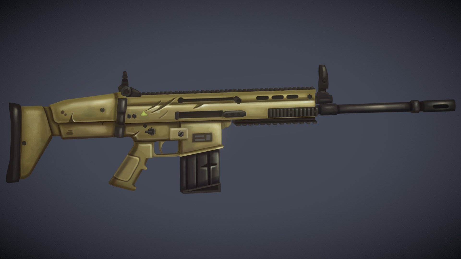 This is my latest personal project. Stylized Low Poly  FN SCAR H. Gun made for a pack of guns fbx files and 2048x2048px texture modeling with blender and texturing 3dcoat and photoshop

Buy and enjoy! 3d model