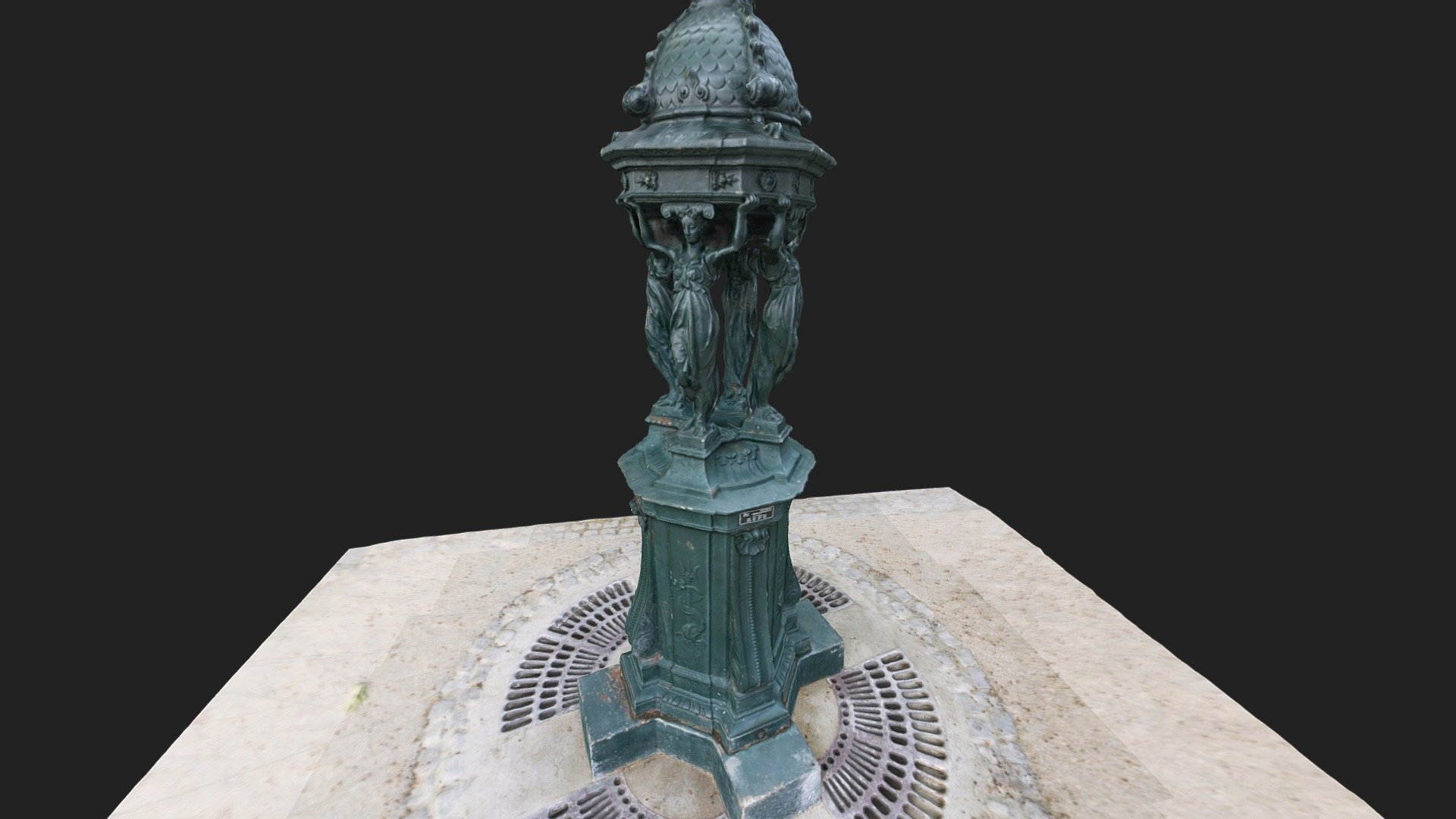 One of the many Wallace fountains in Paris. There are hundreds of them in Paris, and provide drinkable water.

Learn more about Wallace fountains on Wikipedia - Fontaine Wallace - Download Free 3D model by Maurice Svay (@mauricesvay) 3d model