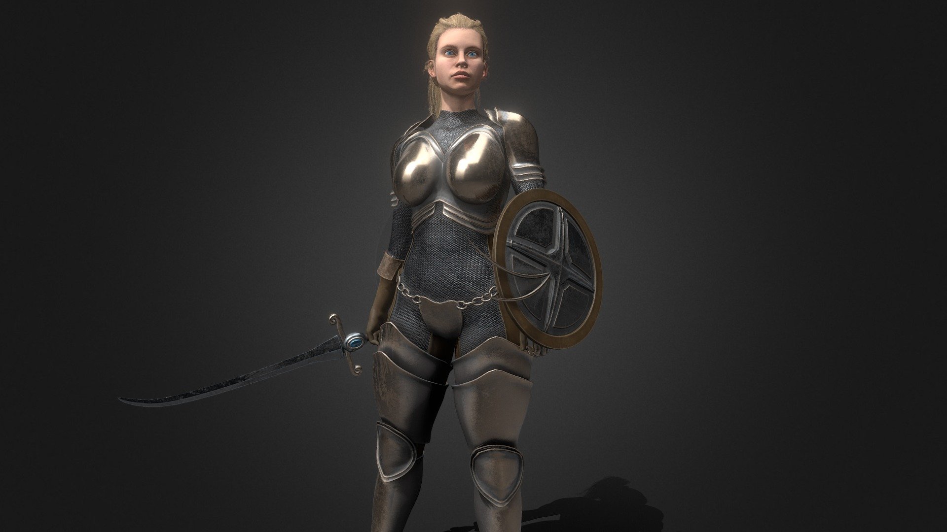 A fantasy inspired female Hero!

Designed in Med-Poly PBR including Albedo, Normal, Metallic, AO, and Roughness 2K textures.

This model is fully rigged as a humanoid and ready to animate in your 3D software or Game Engine!

154,490 Triangles 3d model