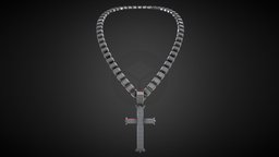 Big Cross Necklace blend, style, jewelry, fashion, unreal, obj, emblem, diamond, engine, chain, ue4, unity3d, pbr