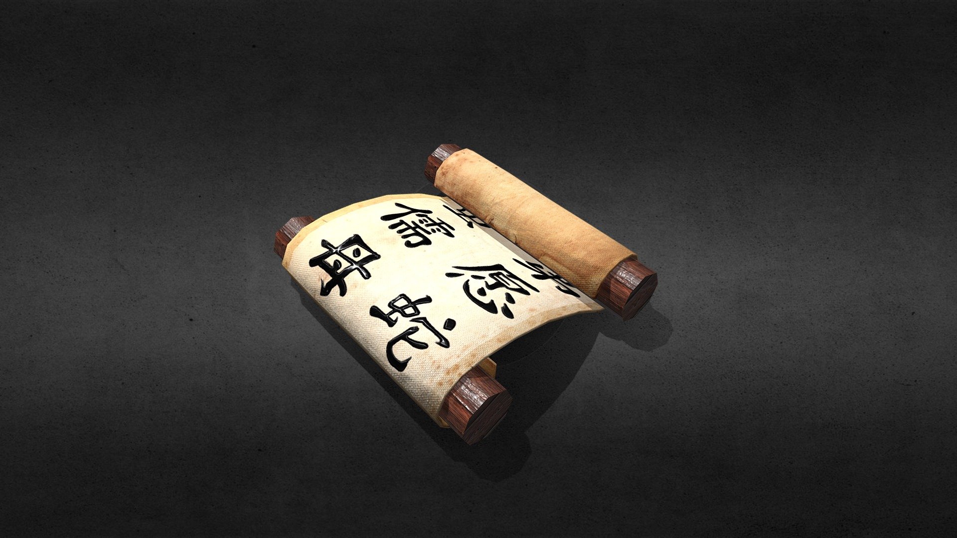 A kanji scroll game prop for Setting Sun.
Used as a loot drop for discovering craftable gear at the blacksmith 3d model
