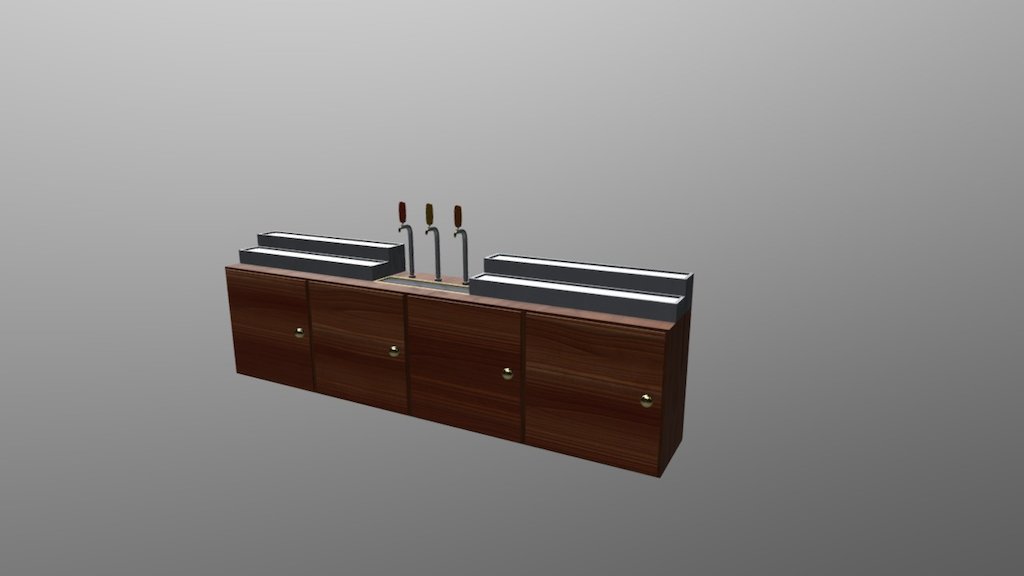 Low-Poly PBR Barshelf. Classic style with pour spouts 3d model