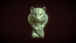 3d printable Tiger Bust sculpt, tiger, 3dprintable, wild, feline, printable, nail, zbrushsculpt, 3d, zbrush, animal, sculpture