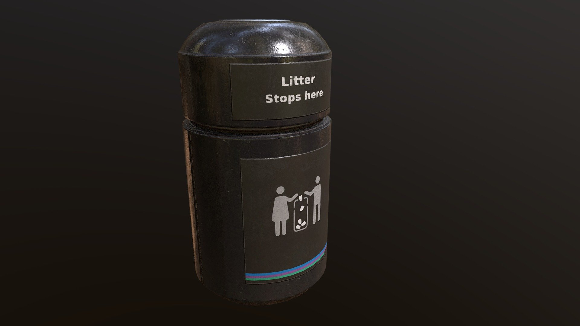 Subway trash can - 3D model by Wowoz 3d model